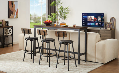 1st Choice Modern Long Bar Table Set w/ 3 PU Upholstered Bar Stools