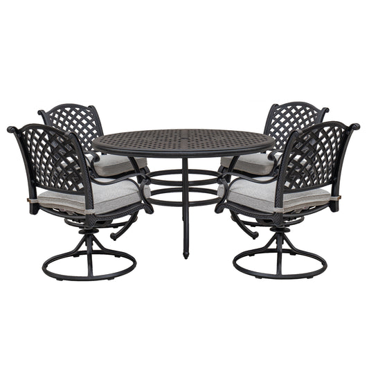 Stylish Outdoor 5-Piece Aluminum Dining Set with Cushion, Sandstorm