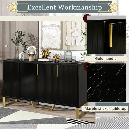 1st Choice Modern Sideboard with Four Doors Metal Handles & Legs