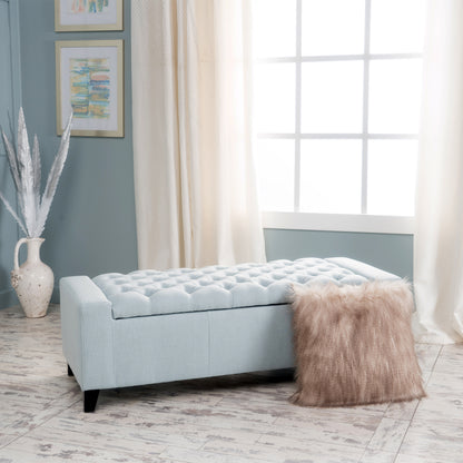 1st Choice Contemporary Fabric Extra Seating Storage Ottoman in Blue