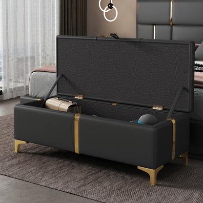 1st Choice Elegant Upholstered Storage Bedroom Ottoman Bench in Black