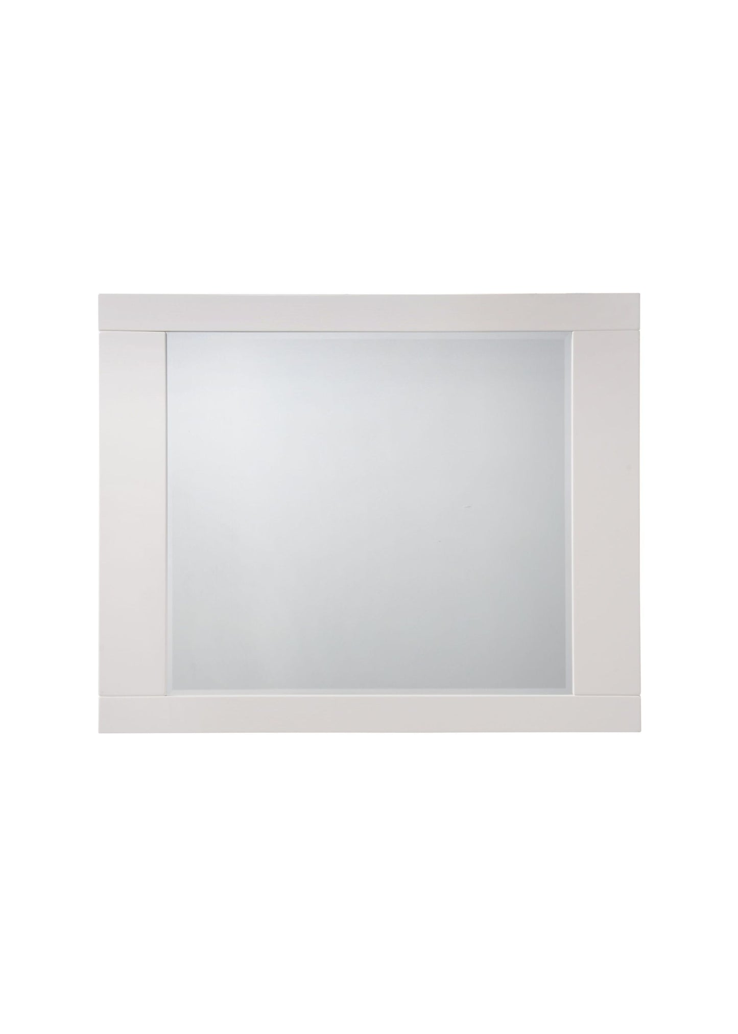 Modern White Beveled Wall Mirror for Bedroom or Dresser