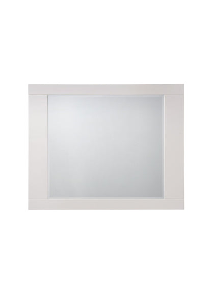 Modern White Beveled Wall Mirror for Bedroom or Dresser