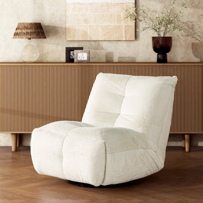 Rearden 35.5' Swivel Glider Manual Recliner Gaming Lounge Chair, Pearl White Short Faux Fur