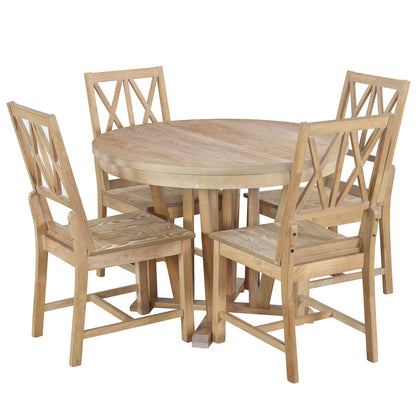 1st Choice 5-Piece Dining Table Set with 4 Cross Back Dining Chairs