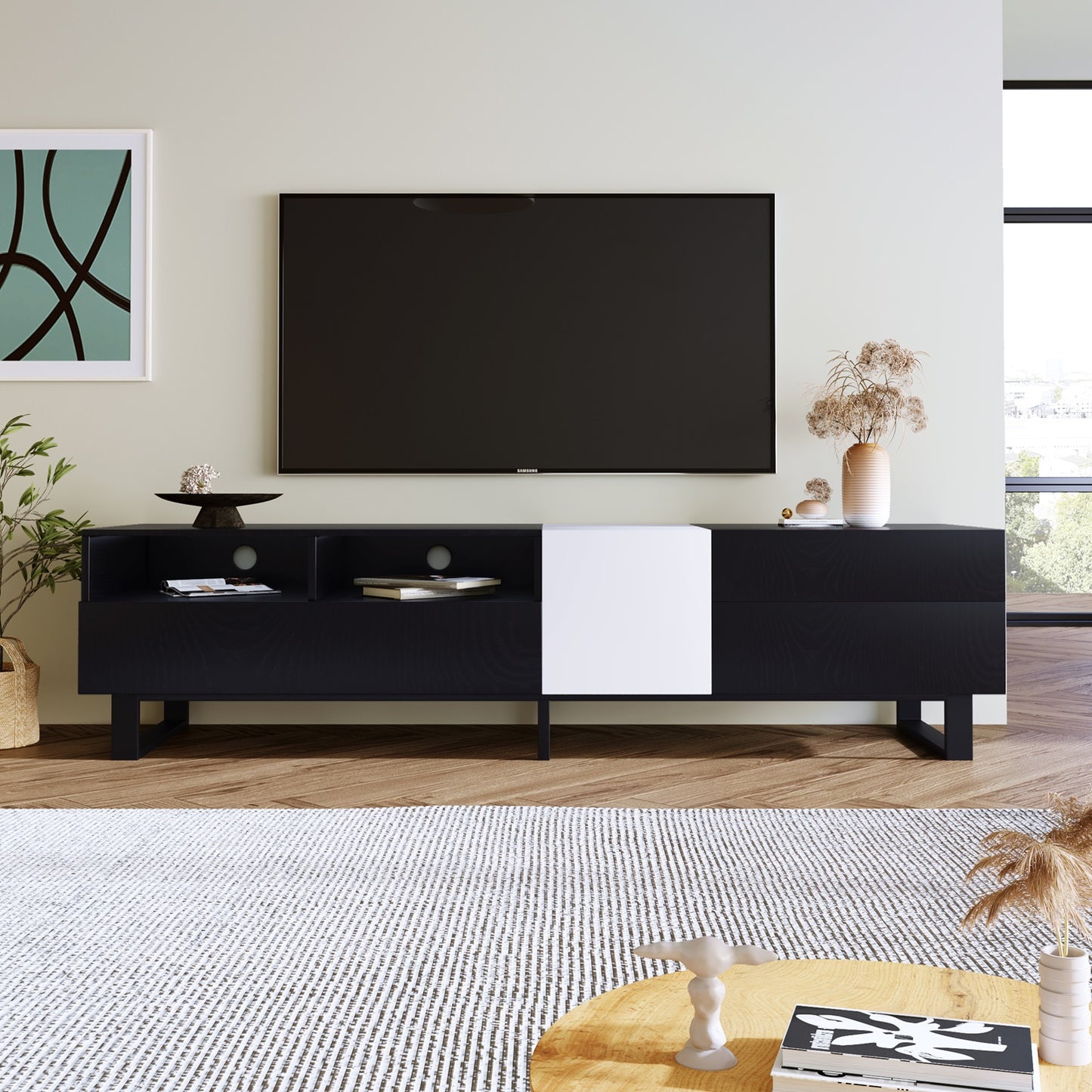 1st Choice Modern TV Stand Table for 80" with Double Storage Space