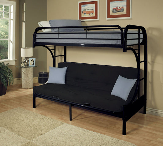 Eclipse Black Finish Twin XL/Queen Futon Bunk Bed - 1st Choice Furniture Direct