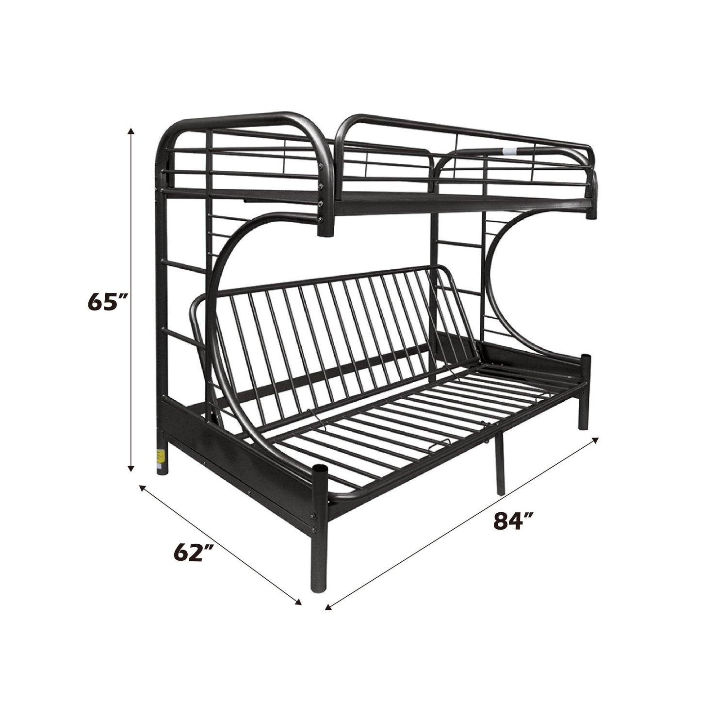 Eclipse Black Finish Twin XL/Queen Futon Bunk Bed - 1st Choice Furniture Direct