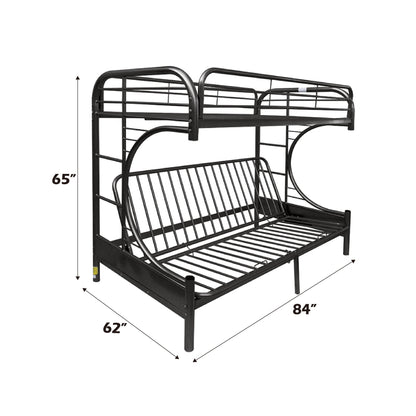 Eclipse Black Finish Twin XL/Queen Futon Bunk Bed - 1st Choice Furniture Direct