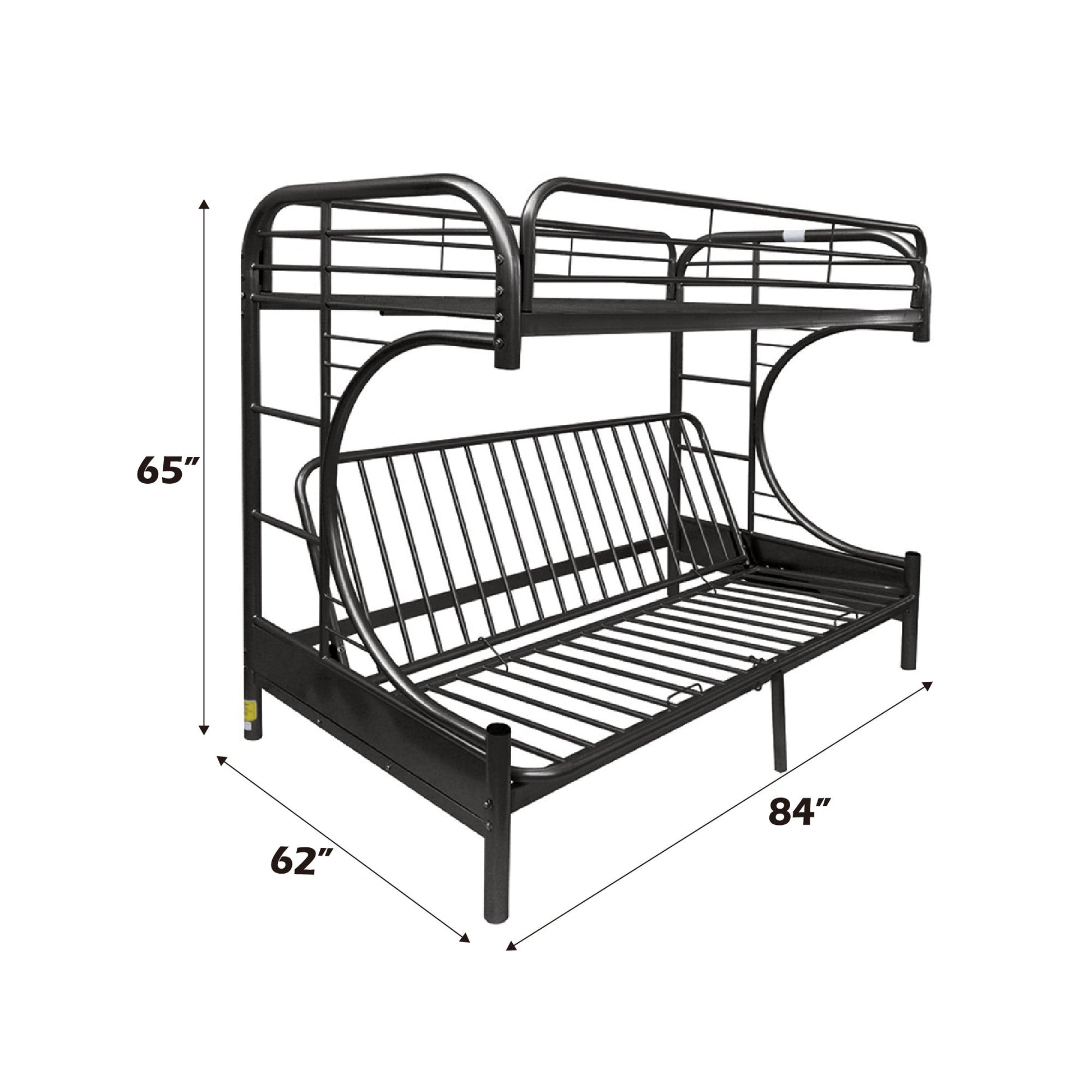Eclipse Black Finish Twin XL/Queen Futon Bunk Bed - 1st Choice Furniture Direct
