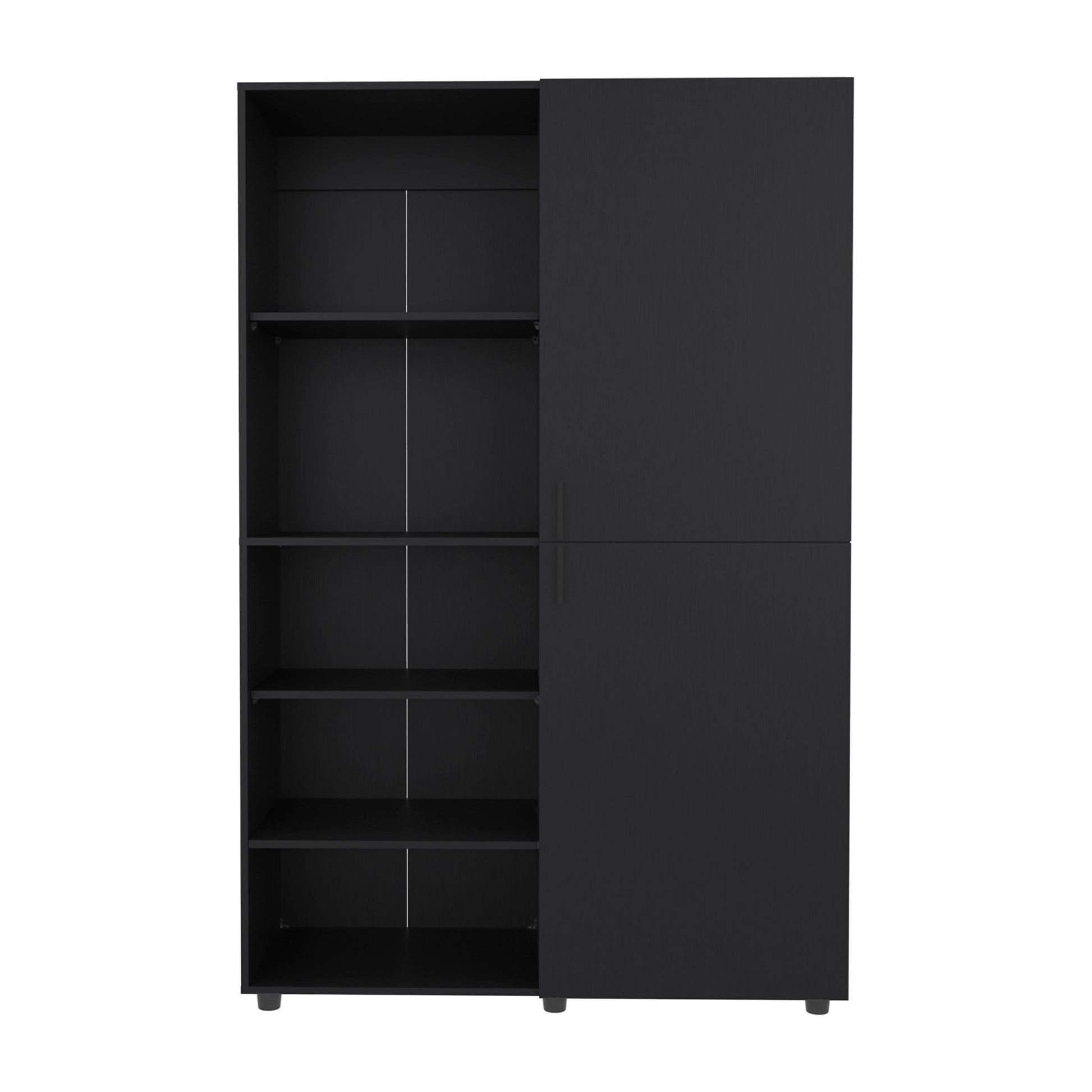 Eco High Two Door Freestanding Armoire With Hanging Rod And Interior Shelves, Compact Bedroom Wardrobe, Black - 1st Choice Furniture Direct