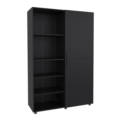 Eco High Two Door Freestanding Armoire With Hanging Rod And Interior Shelves, Compact Bedroom Wardrobe, Black - 1st Choice Furniture Direct