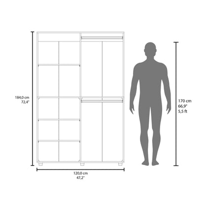 Eco High Two Door Freestanding Armoire With Hanging Rod And Interior Shelves, Compact Bedroom Wardrobe, White - 1st Choice Furniture Direct