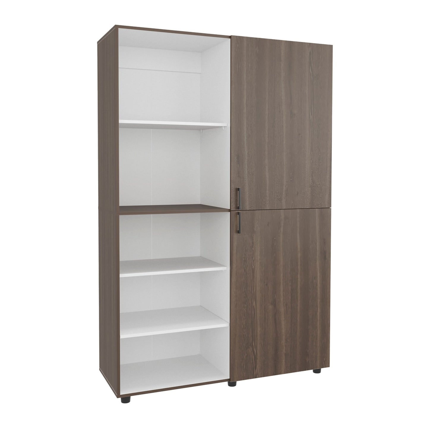 Eco High Two Door Freestanding Armoire With Hanging Rod And Interior Shelves, Compact Bedroom Wardrobe, White, Mahogany - 1st Choice Furniture Direct