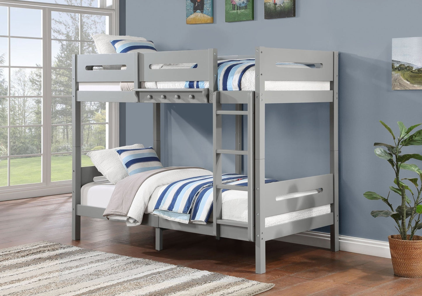 Edah Gray Finish Twin/Twin Bunk Bed - 1st Choice Furniture Direct