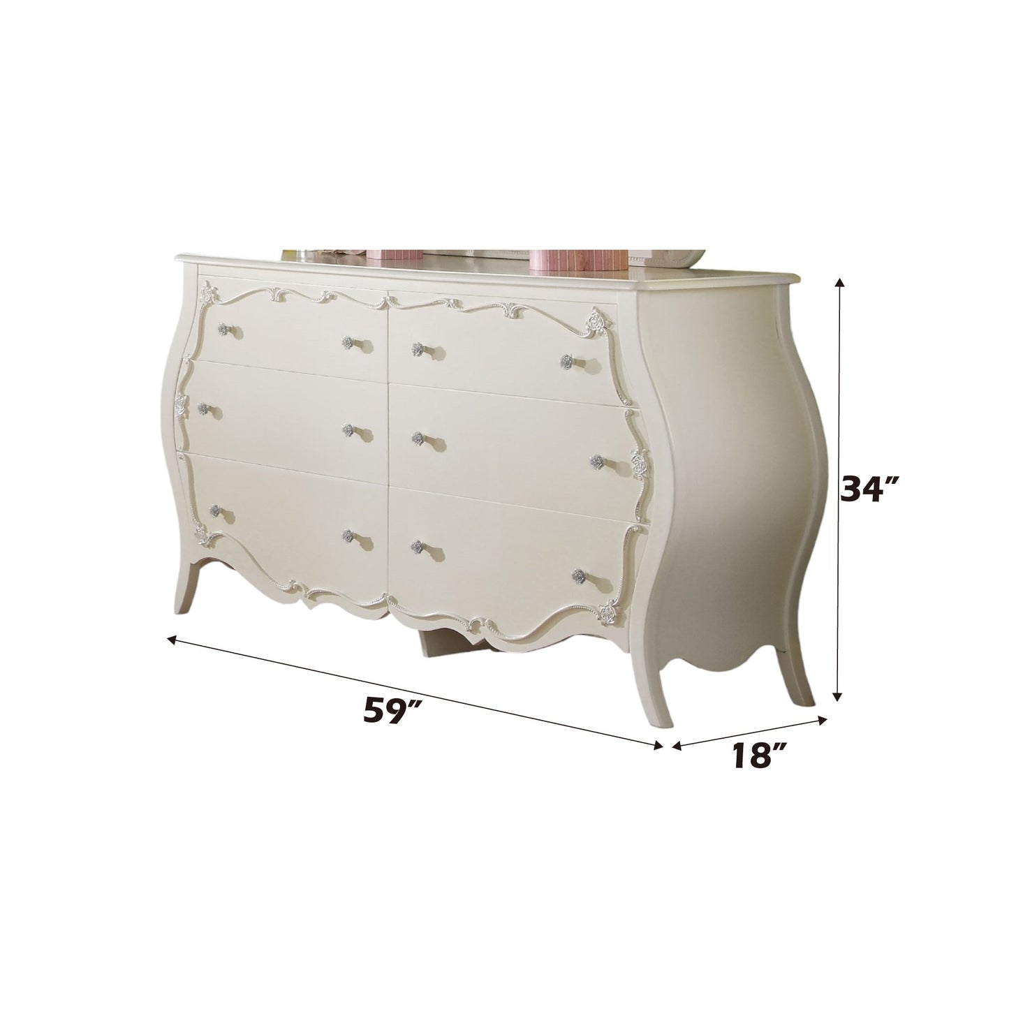 Edalene Pearl White Finish Dresser - 1st Choice Furniture Direct