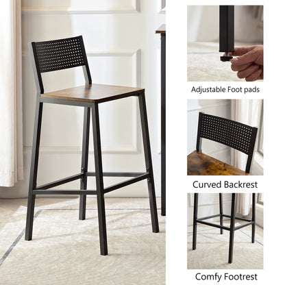 1st Choice 3pc Set Industrial Style Bar Stool with Back Bar Stool