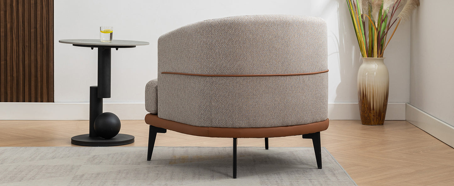1st Choice Modern Two-tone Upholstered Round Armchair in Burnt Orange