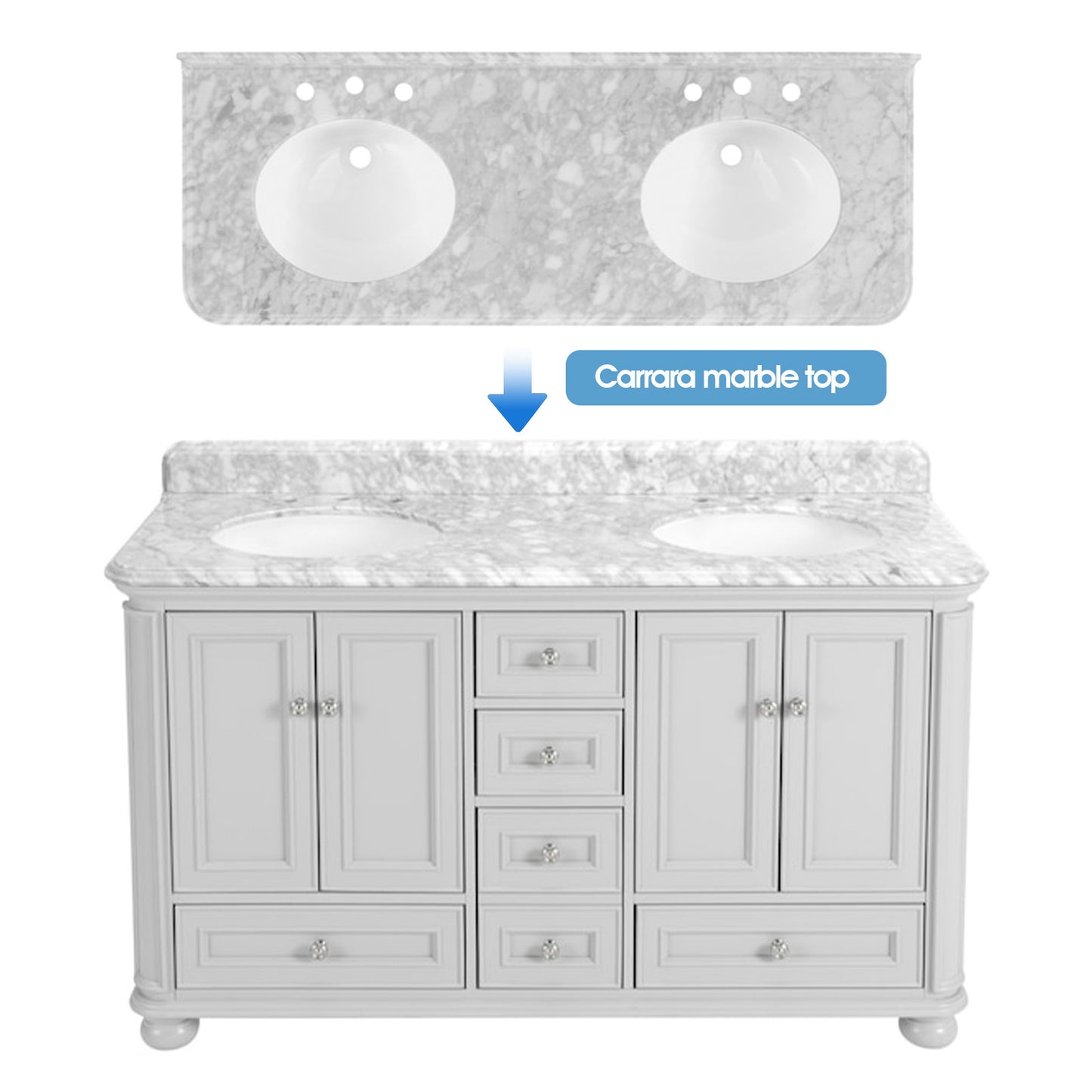 1st Choice Vintage Carrara marble sink tops Bathroom Storage