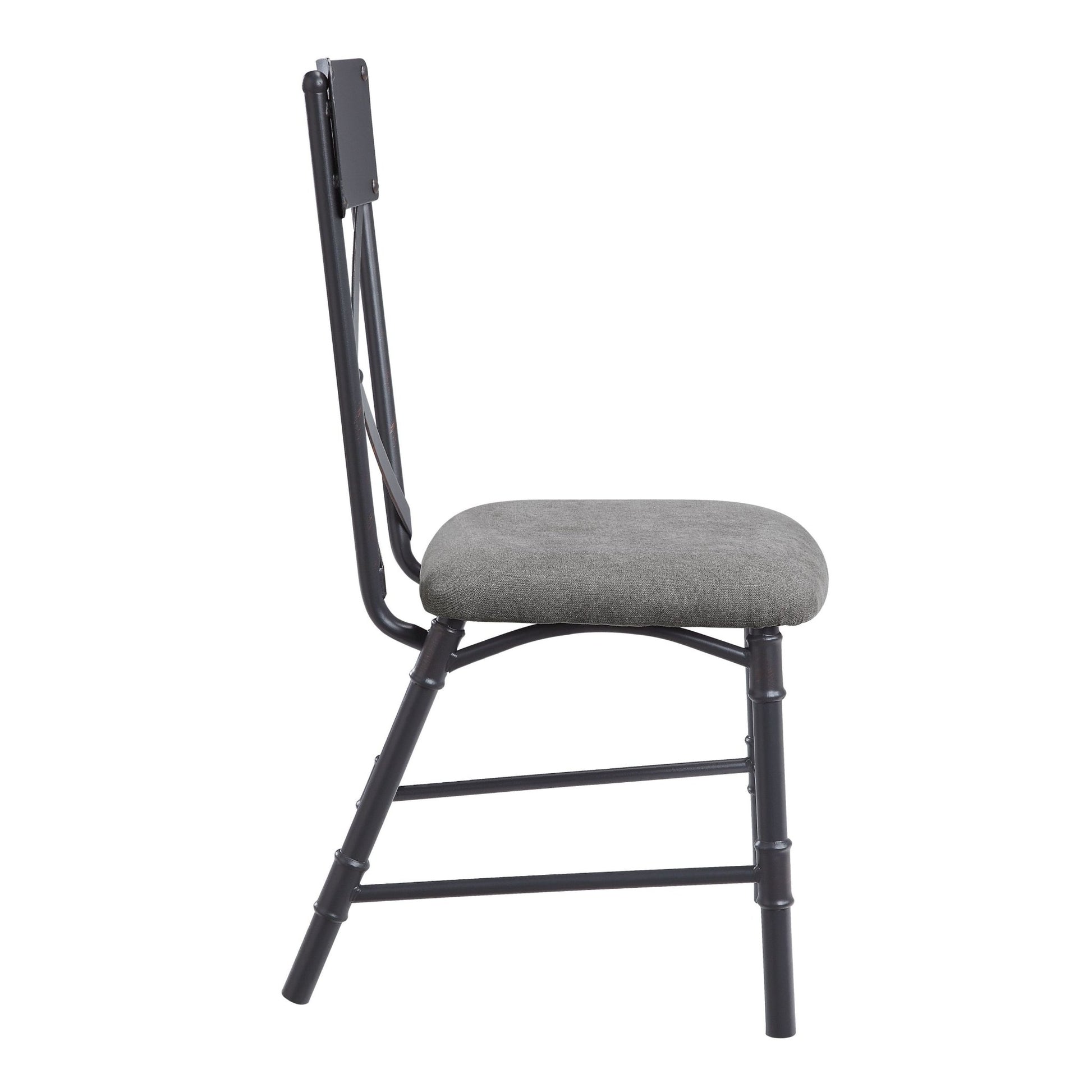 Edina Gray Fabric, Oak & Sandy Black Finish Side Chair (Set of 2) - 1st Choice Furniture Direct