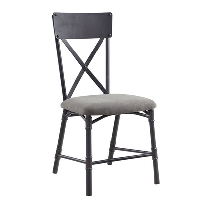 Edina Gray Fabric, Oak & Sandy Black Finish Side Chair (Set of 2) - 1st Choice Furniture Direct