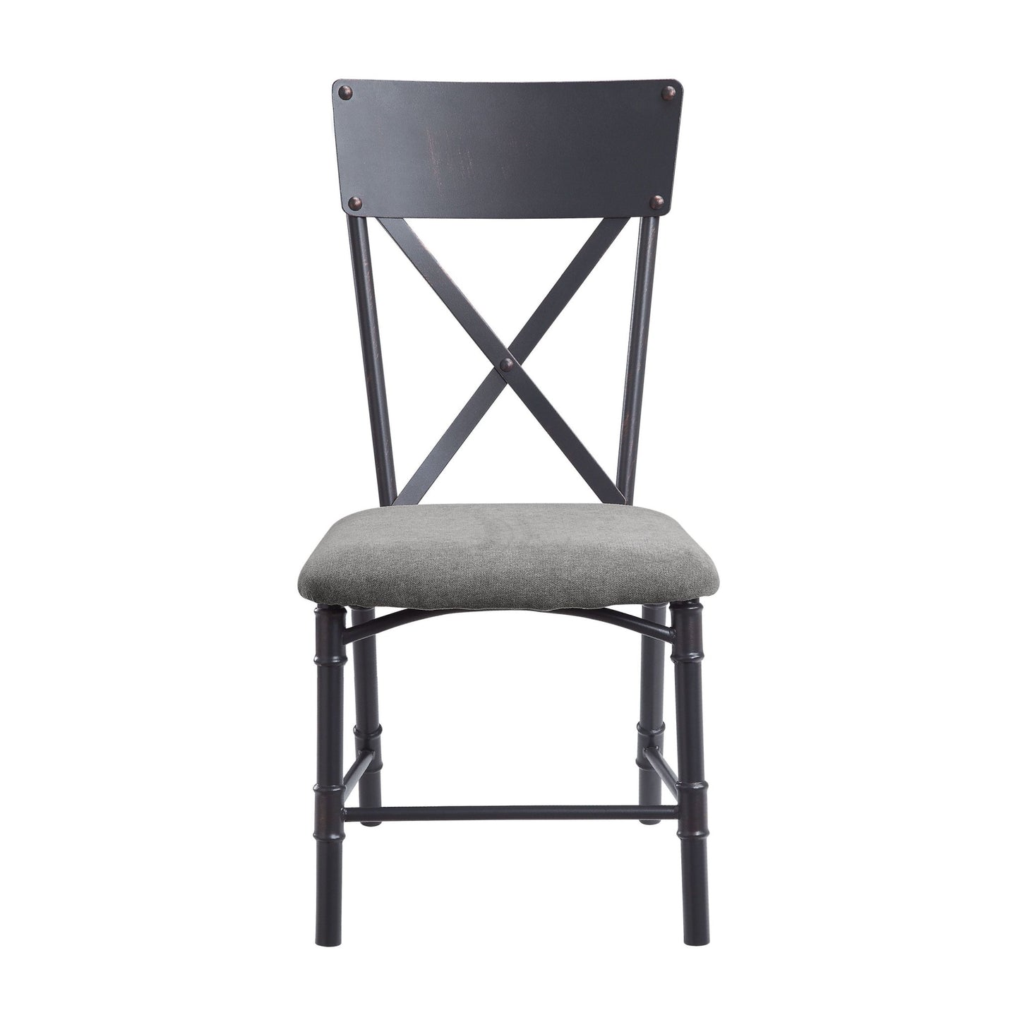 Edina Gray Fabric, Oak & Sandy Black Finish Side Chair (Set of 2) - 1st Choice Furniture Direct