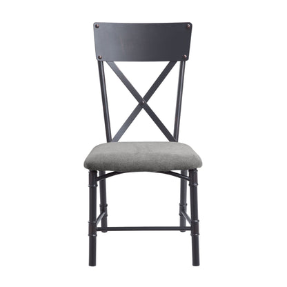 Edina Gray Fabric, Oak & Sandy Black Finish Side Chair (Set of 2) - 1st Choice Furniture Direct