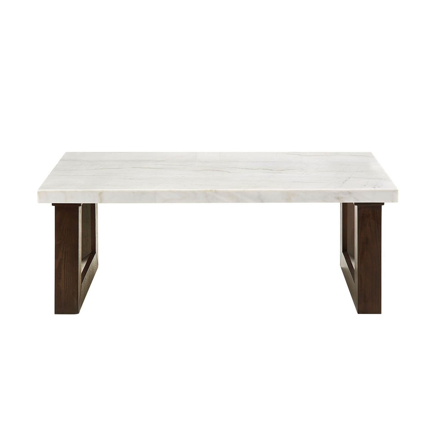 Edwyn White Natural Marble Top & Brown Finish Coffee Table w/Marble Top - 1st Choice Furniture Direct