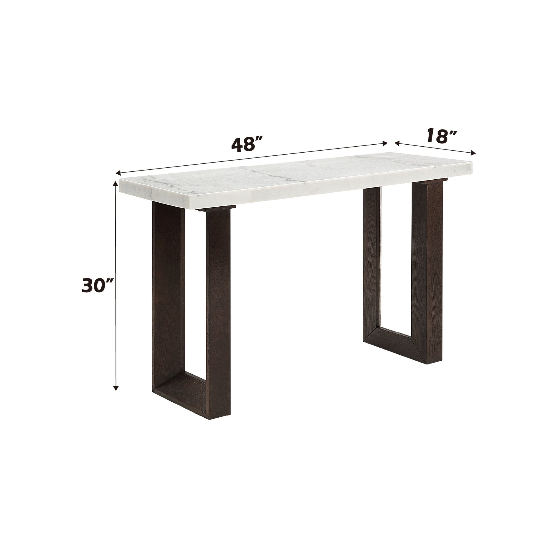 Edwyn White Natural Marble Top & Espresso Finish Sofa Table - 1st Choice Furniture Direct