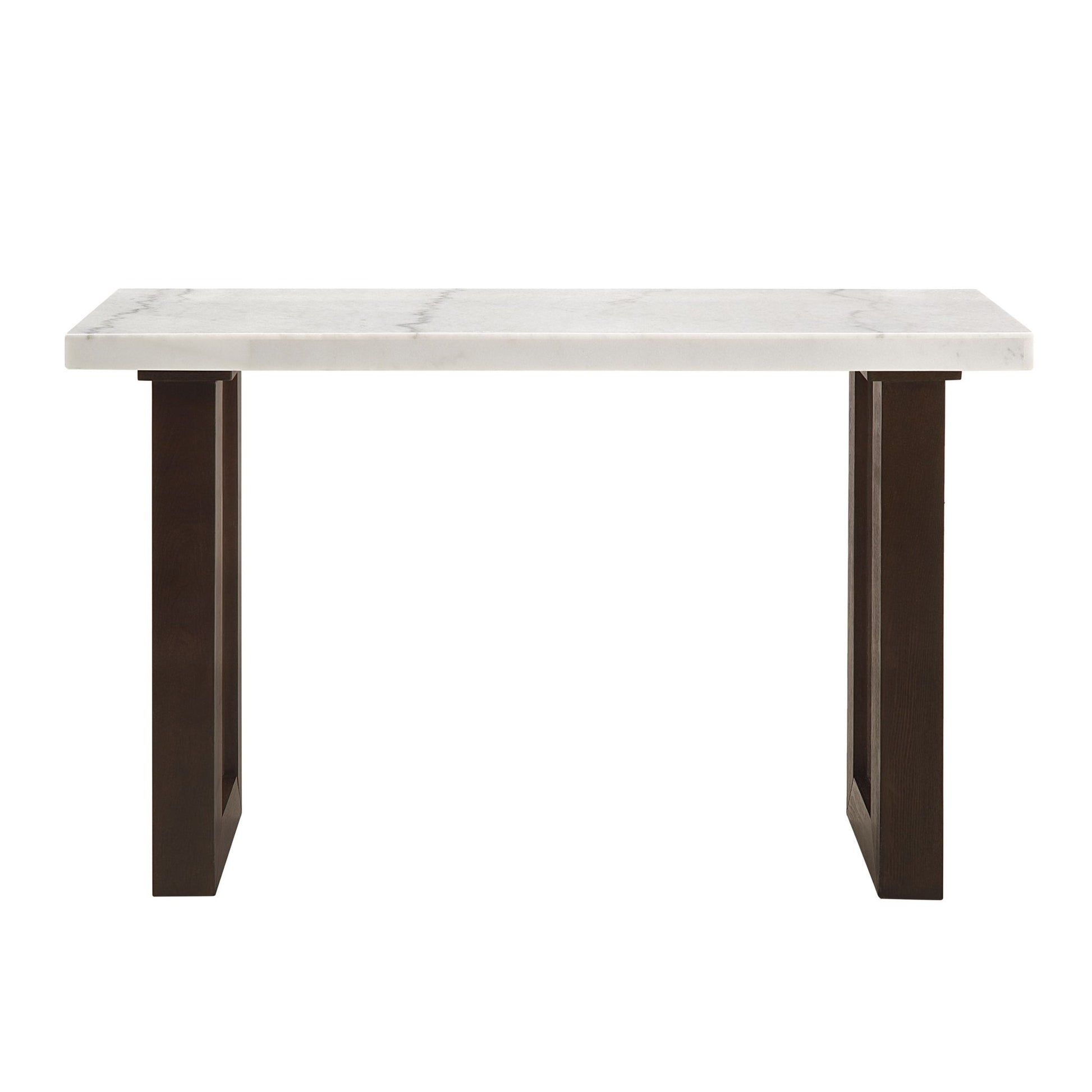 Edwyn White Natural Marble Top & Espresso Finish Sofa Table - 1st Choice Furniture Direct