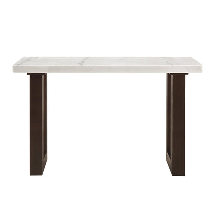 Edwyn White Natural Marble Top & Espresso Finish Sofa Table - 1st Choice Furniture Direct