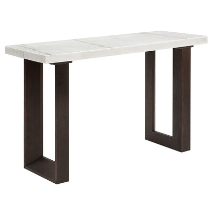 Edwyn White Natural Marble Top & Espresso Finish Sofa Table - 1st Choice Furniture Direct