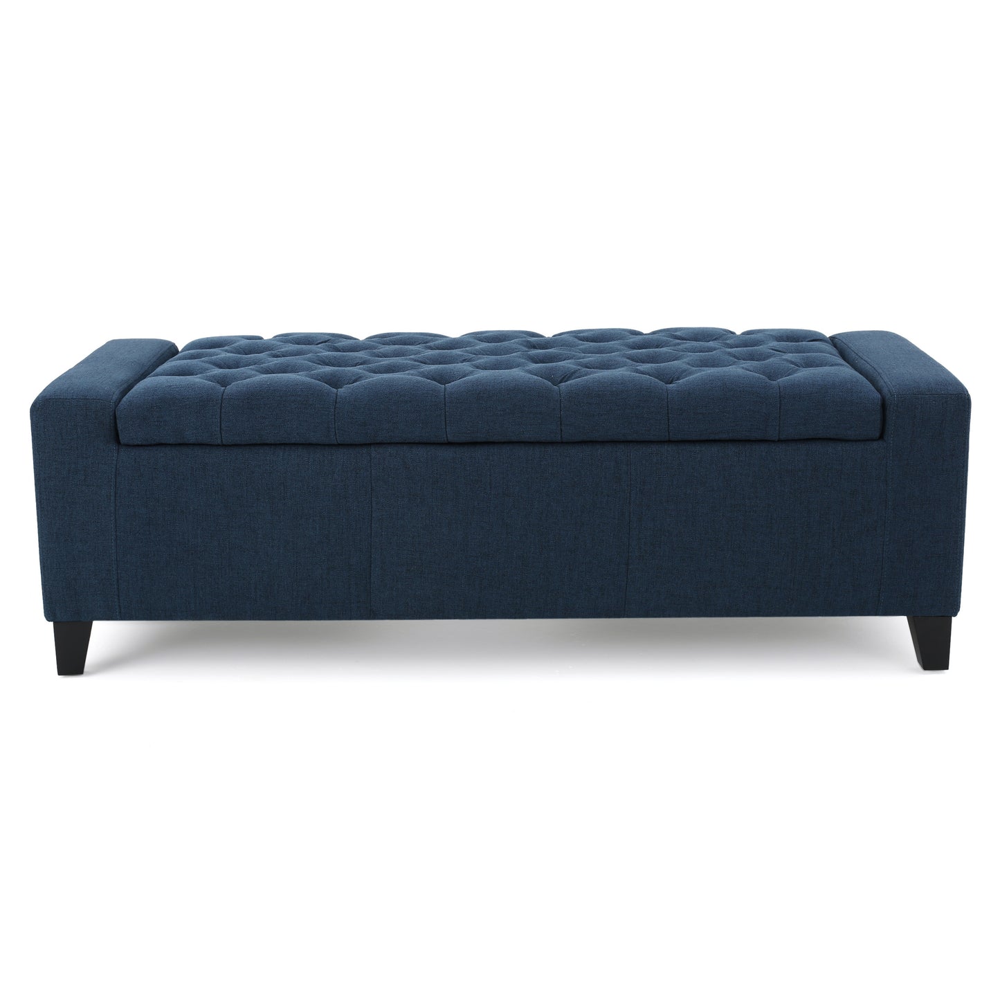 1st Choice Modern Durable Fabric Navy Blue Storage Tufted Top Ottoman