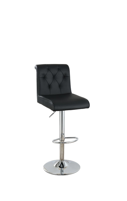 1st Choice Adjustable Barstool Gas lift Chair Black Tufted Chrome Base - Set of 2