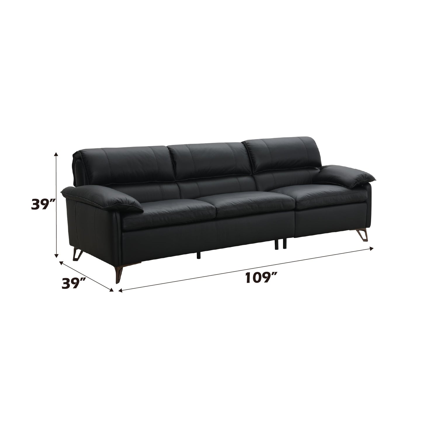 Eilene Black Top Grain Leather Sofa - 1st Choice Furniture Direct
