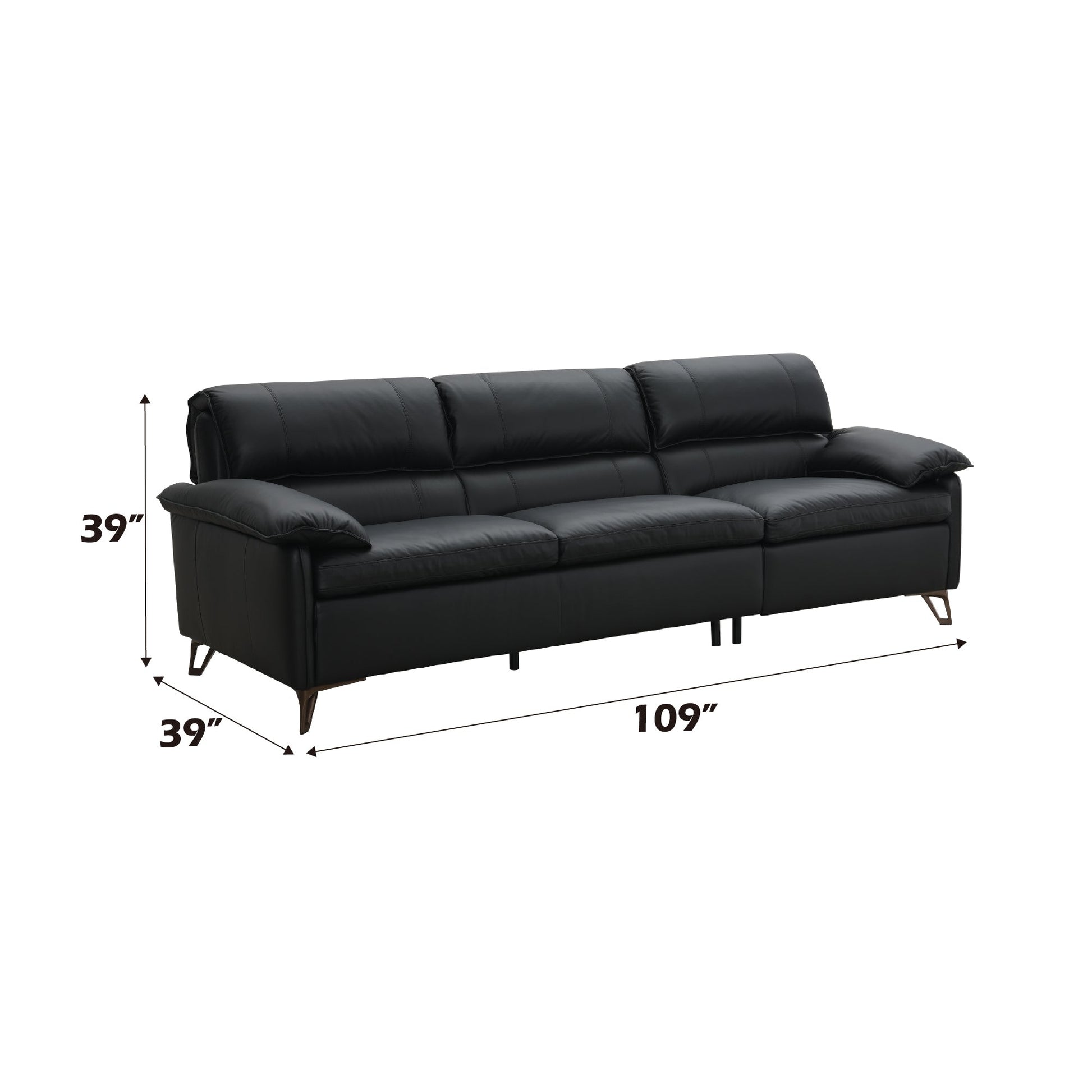Eilene Black Top Grain Leather Sofa - 1st Choice Furniture Direct