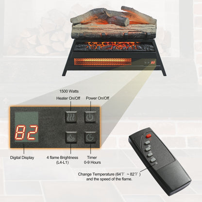 Electric Fireplace Insert Log Set with Infrared Quartz Heater & Remote - 1st Choice Furniture Direct