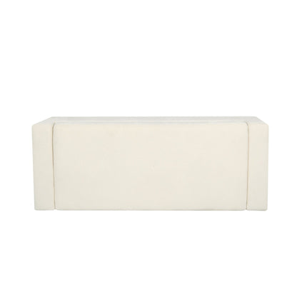 Elegant 50' Ottoman Bench with Textured Fabric, Hinged Lid for Seating and Storage, White - 1st Choice Furniture Direct