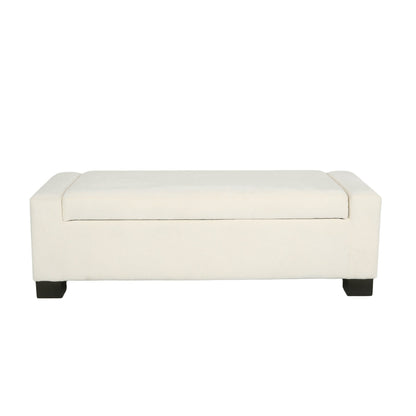 Elegant 50' Ottoman Bench with Textured Fabric, Hinged Lid for Seating and Storage, White - 1st Choice Furniture Direct