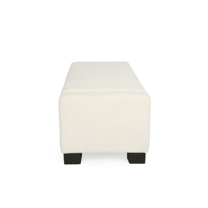 Elegant 50' Ottoman Bench with Textured Fabric, Hinged Lid for Seating and Storage, White - 1st Choice Furniture Direct