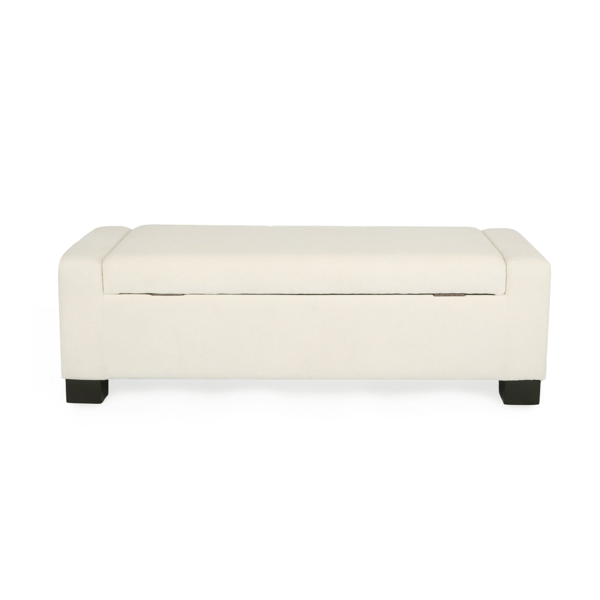 Elegant 50' Ottoman Bench with Textured Fabric, Hinged Lid for Seating and Storage, White - 1st Choice Furniture Direct