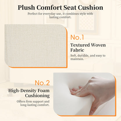 Elegant 50' Ottoman Bench with Textured Fabric, Hinged Lid for Seating and Storage, White - 1st Choice Furniture Direct