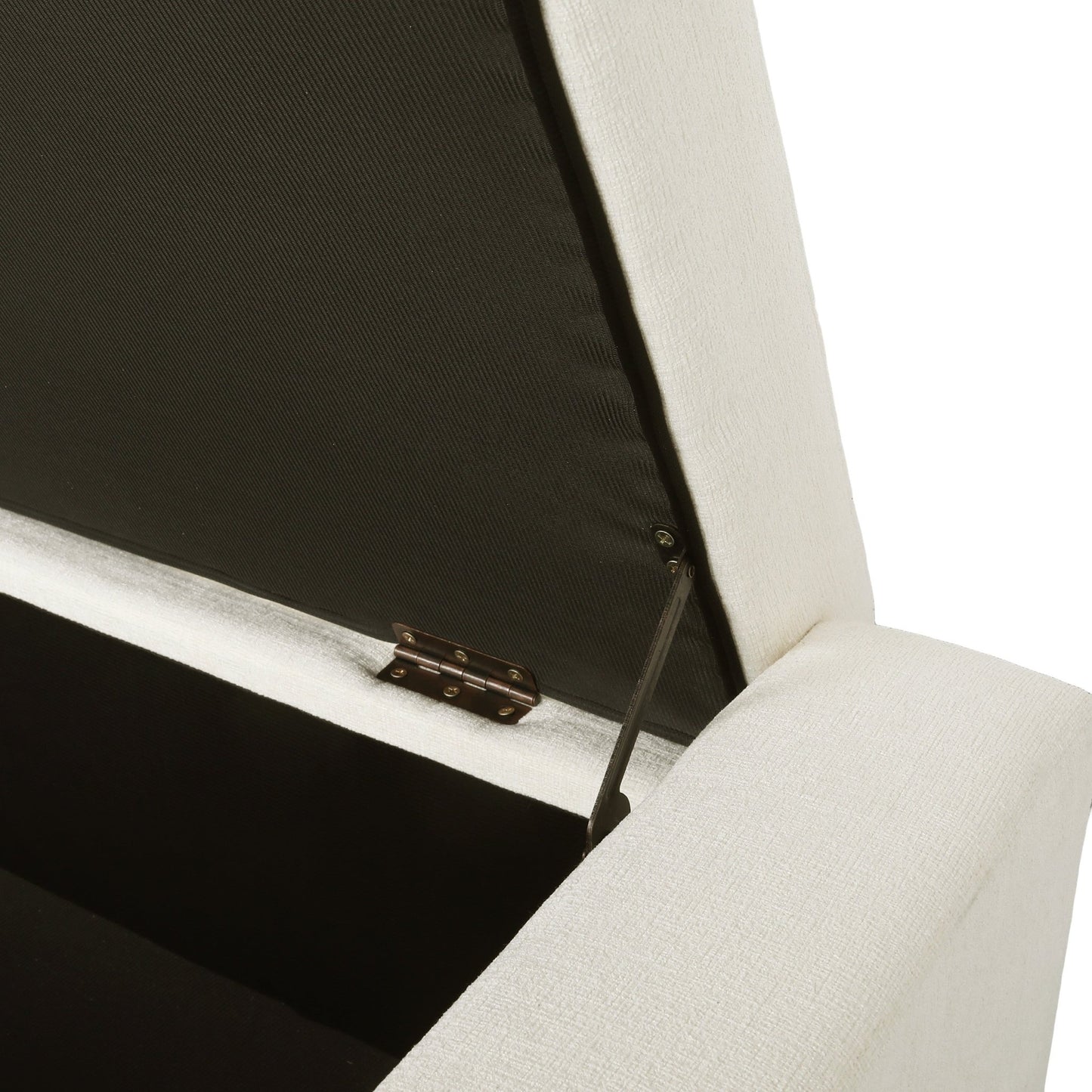 Elegant 50' Ottoman Bench with Textured Fabric, Hinged Lid for Seating and Storage, White - 1st Choice Furniture Direct