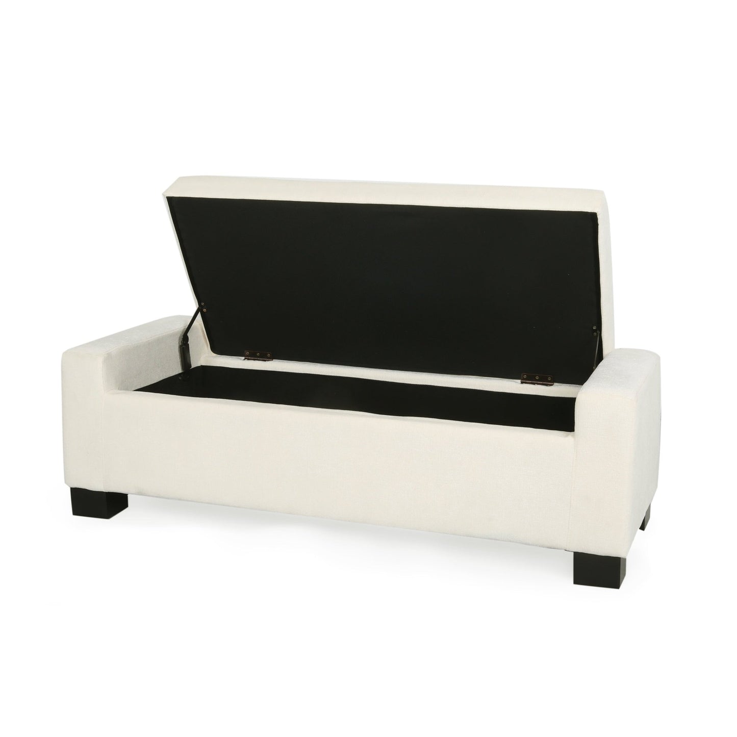 Elegant 50' Ottoman Bench with Textured Fabric, Hinged Lid for Seating and Storage, White - 1st Choice Furniture Direct