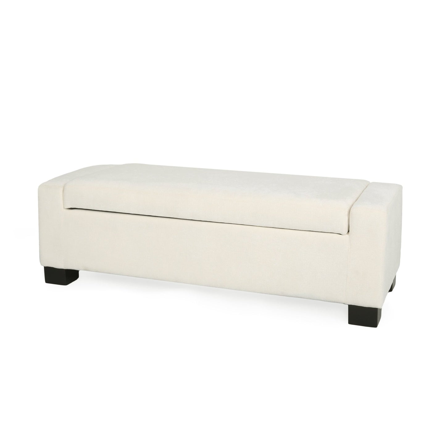 Elegant 50' Ottoman Bench with Textured Fabric, Hinged Lid for Seating and Storage, White - 1st Choice Furniture Direct