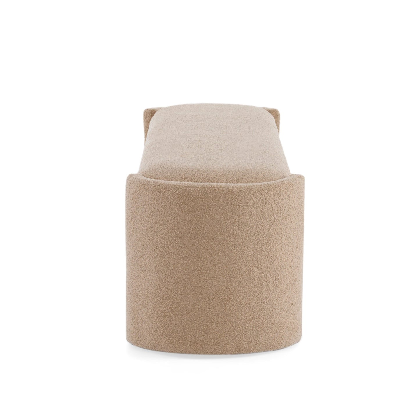 Elegant Simple Long Ottoman Bench in Light Camel with Wooden Frame and Polyester Upholstery, 61.25 x 19.75 x 19.25 inches - 1st Choice Furniture Direct