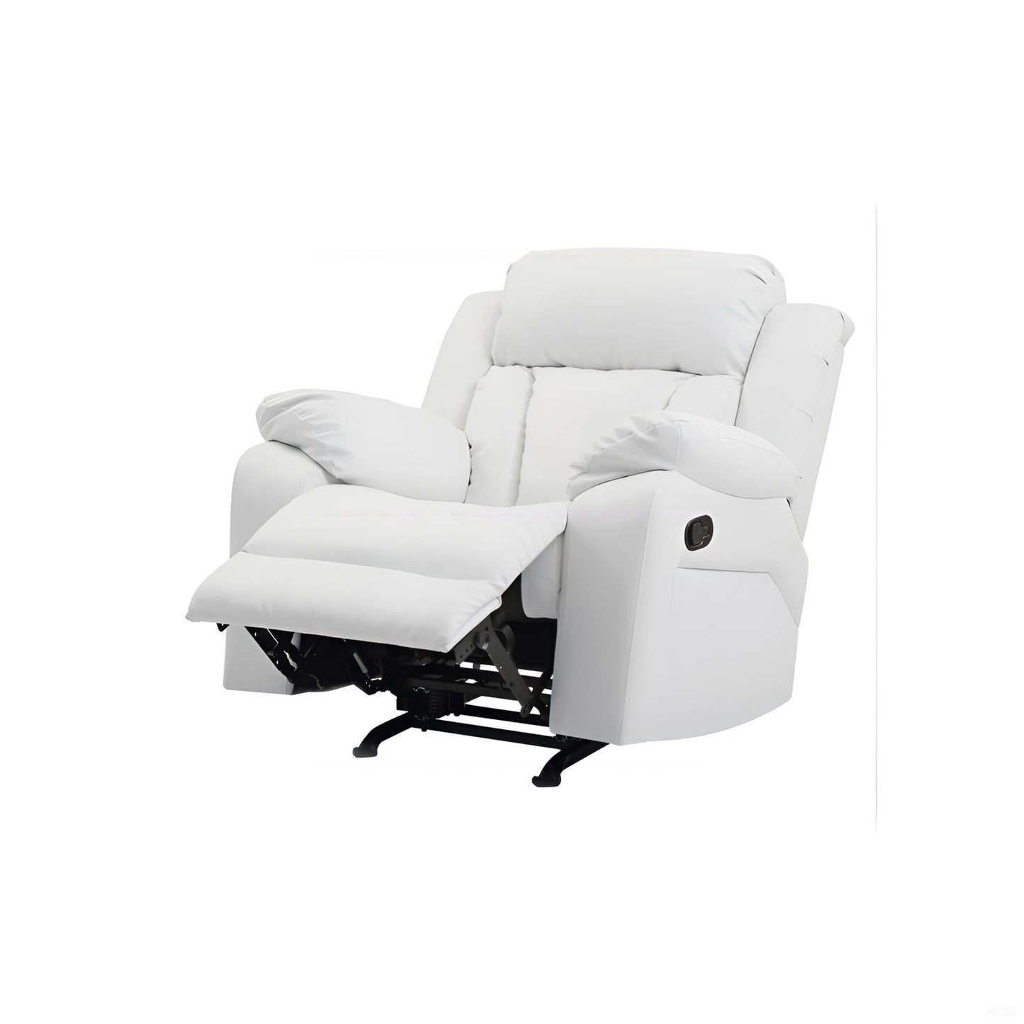 Elegant White Recliner with Padded Arms, Comfort Seating, White PU, 41x38x37 Inches - 1st Choice Furniture Direct