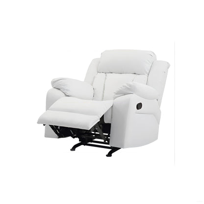 Elegant White Recliner with Padded Arms, Comfort Seating, White PU, 41x38x37 Inches - 1st Choice Furniture Direct