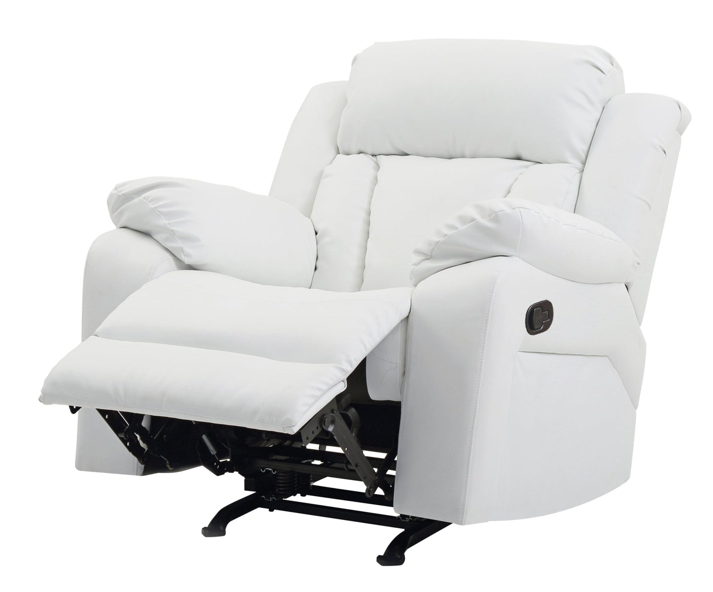 Elegant White Recliner with Padded Arms, Comfort Seating, White PU, 41x38x37 Inches - 1st Choice Furniture Direct