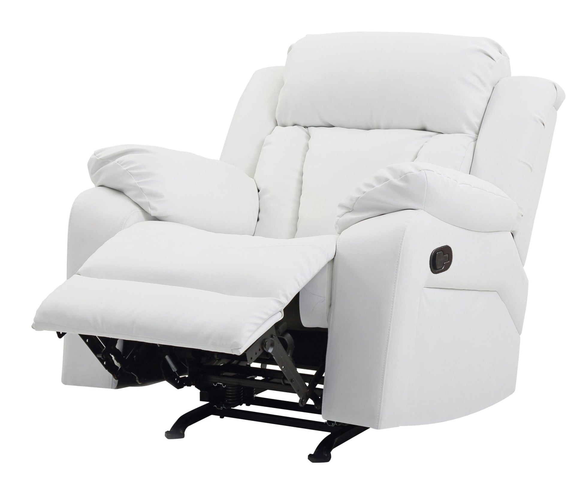 Elegant White Recliner with Padded Arms, Comfort Seating, White PU, 41x38x37 Inches - 1st Choice Furniture Direct